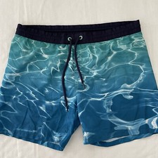 Diesel beachwear Men Swim Shorts MEDIUM Blue Green Water Print Liner Beach Pool