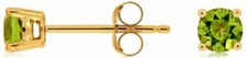 .60CT AAA EXTRA FACETED PERIDOT 14KT YELLOW GOLD 3D CLASSIC ROUND STUD EARRINGS