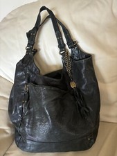 Auth Olivia Harris Black Leather Hobo Shoulder Bag