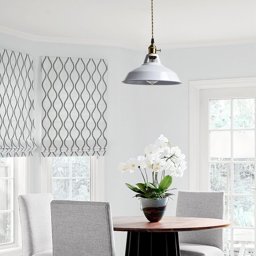 Industrial Pendant Lights White Metal Barn Shade Hanging Ceiling Light Fixture - Picture 5 of 6
