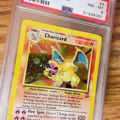 Charizard 4/130 BASE 2 Graded Pokemon Card - PSA 8 - NM MT