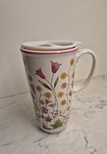 Longaberger 2011 Mother's Day "Basket Floral" Tall Travel Mug w/Lid Large