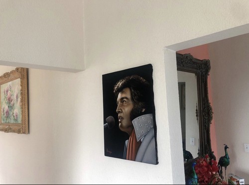 Elvis Presley The king black velvet oil painting handpainted signed art - Picture 3 of 4
