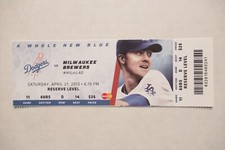 DODGERS VS BREWERS 4/27/2013 FULL TICKET ~ GOMEZ/MALDONADO/ETHIER HRs