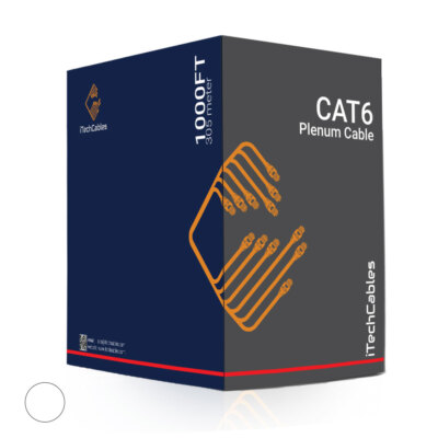 Cat6 Plenum 1000ft Cable, 550 MHz, 23 AWG Bulk Ethernet Cable, CMP White