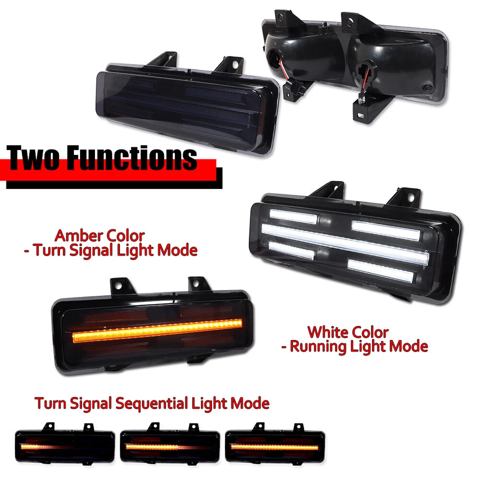 Комплект светодиодных передних указателей поворота с дымчатыми линзами для Chevy GMC Van Jimmy пикапа - Изображение 2 из 4