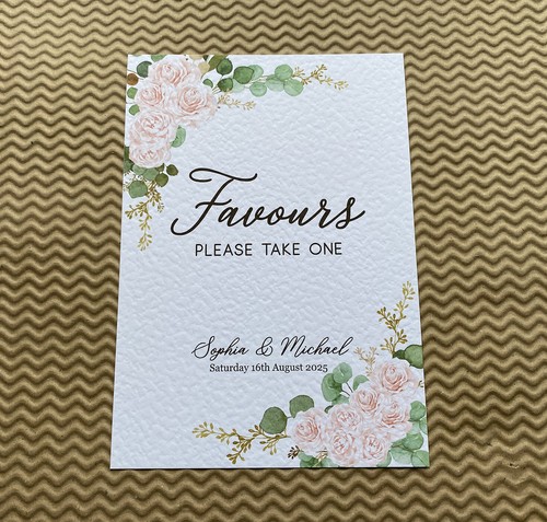 Blush pink CARD SIGN eucalyptus dusty roses gift WEDDING table foliage corner - Picture 13 of 17