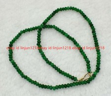 2x4mm Faceted Green Jade Gemstone Beads Necklace 16-28"