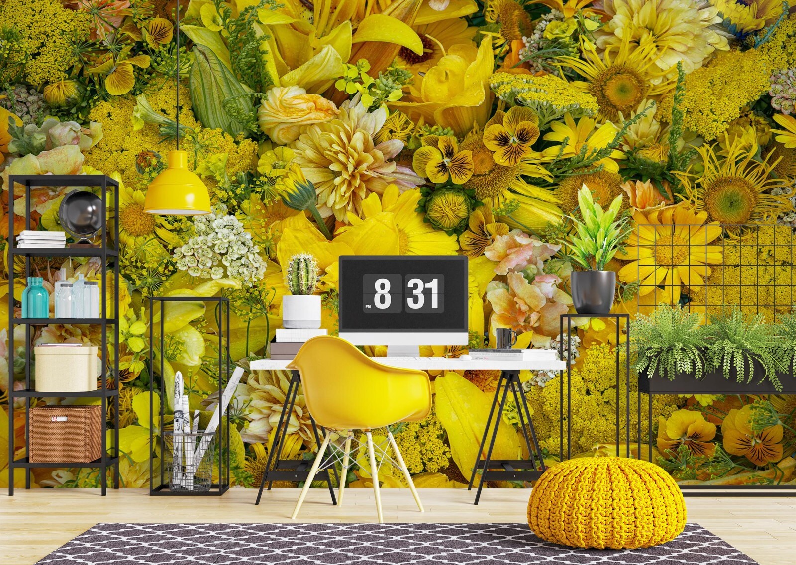 3D Yellow Flower ZHUA8898 Wallpaper Wall Murals Removable Self-adhesive Ann