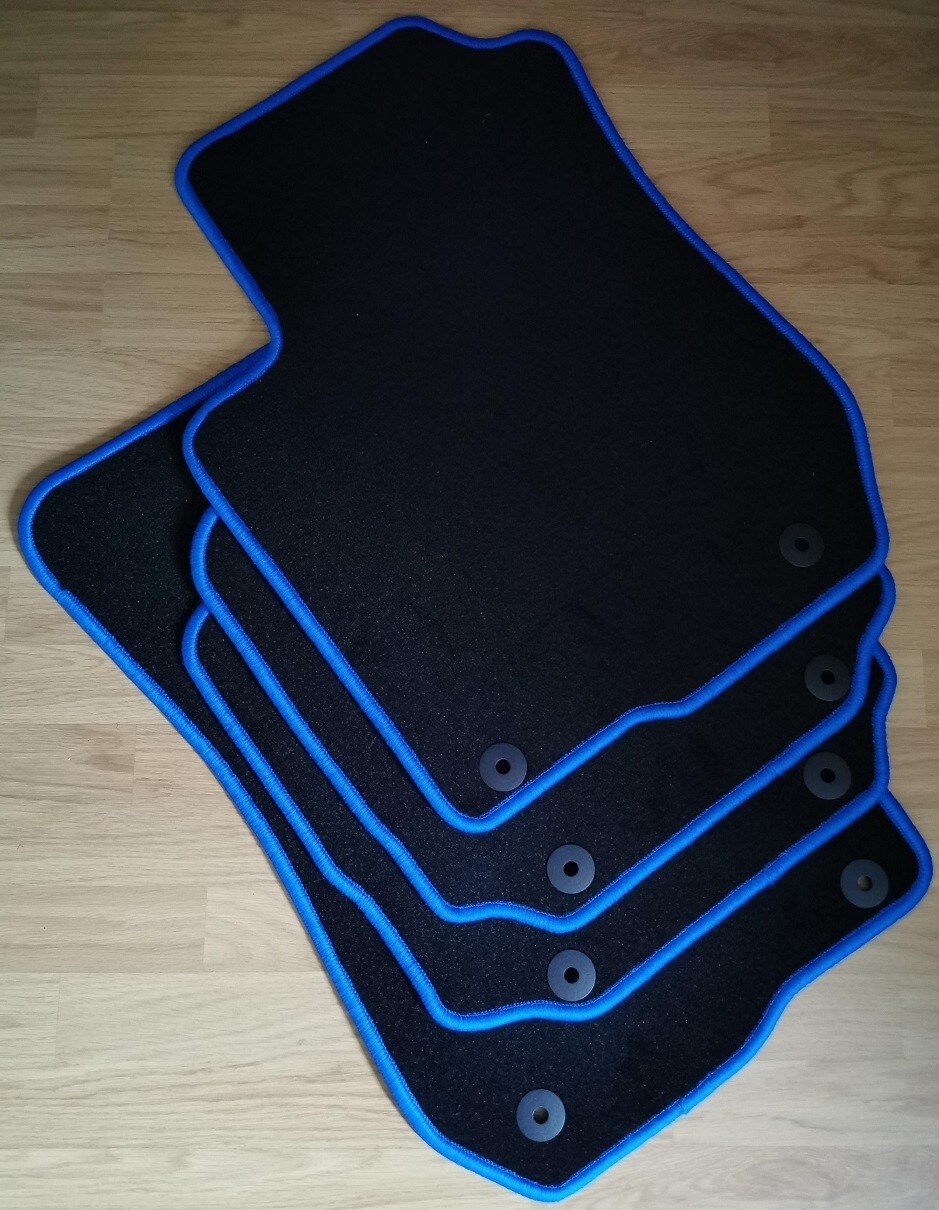 Tapis de sol Audi A3 8L haut de gamme velours noir avec surpiqûre bleu