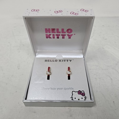NEU Hello Kitty rosa Emaille vergoldet niedliche kleine Creolen