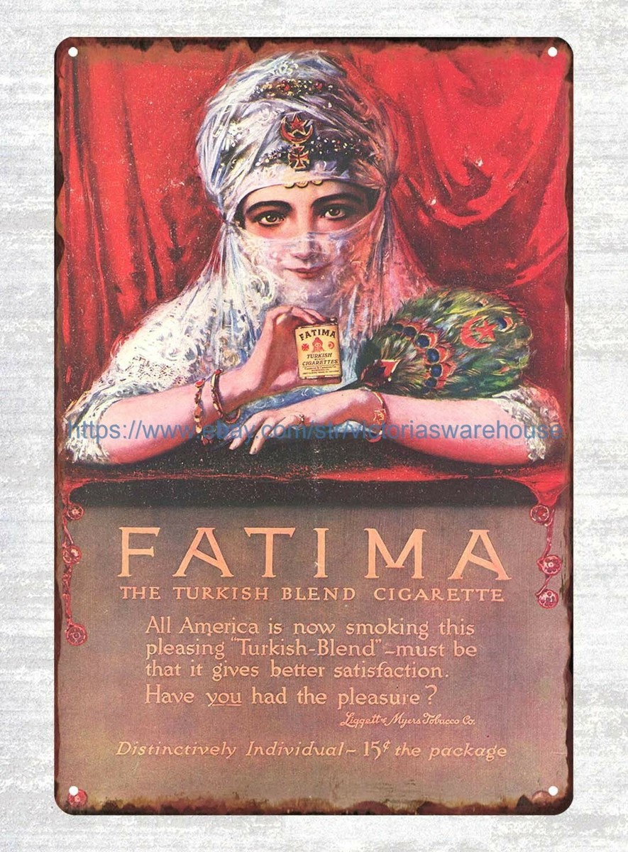 home and decor 1913 Fatima Turkish Blend Cigarettes metal tin sign