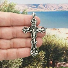 3D JESUS CHRISTIAN PRAY CRUCIFIX CROSS pendant 22" Sterling silver 925 necklace