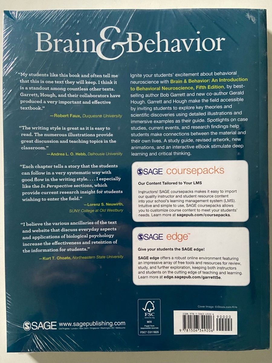Brain & Behavior An Introduction to Behavioral Neuroscience 5th Ed