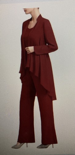US Womens Chiffon Pant Suits 3 Piece Mother of The Bride Wedding Guest Outfit - Picture 6 of 7