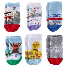 NWT Star Wars Girls 4-6X No Show Socks 6 Pairs R2-D2 C-3PO Ewok Winter