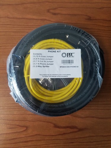 PPC 606212-PPC Phone Kit Coax/CAT 5E/Phone Jumper 2-Way Splitter