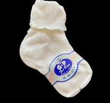 Vtg Baby Bootie Socks White Girls 3-6 Months Italy Hosiery GP For Kids New Roll