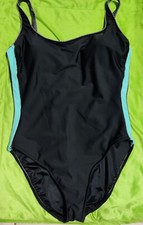 Trim Shaper Swim Suit Size 18 One Piece Bathing Suit Black  Aqua