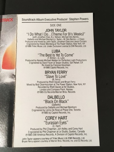 9 1/2 WEEKS - Cassette ORIGINAL FILM SOUNDTRACK 1986 - XDR Tape Tested - Picture 6 of 7