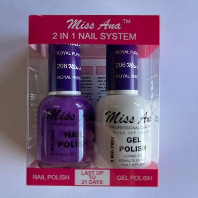 MISS ANA UV LAMP NAIL GEL POLISH DUO SOAK OFF GEL BASE/TOP COAT COLOR SET 15ML
