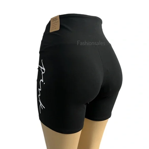 Pantaloncini bicicletta Victorias Secret rosa attivo cotone morbido vita alta 6"" neri XLarge - Foto 6 di 7