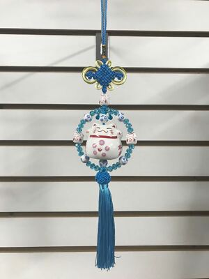 Kawaii Maneki Lucky Cat Long Tassel Japanese Style Car Pendant Home Decor