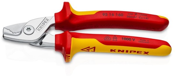 Knipex 95 16 160 Stepcut Kabelschere Isoliert Mit Mehrkomponenten-HüLlen, Vde-Ge-image