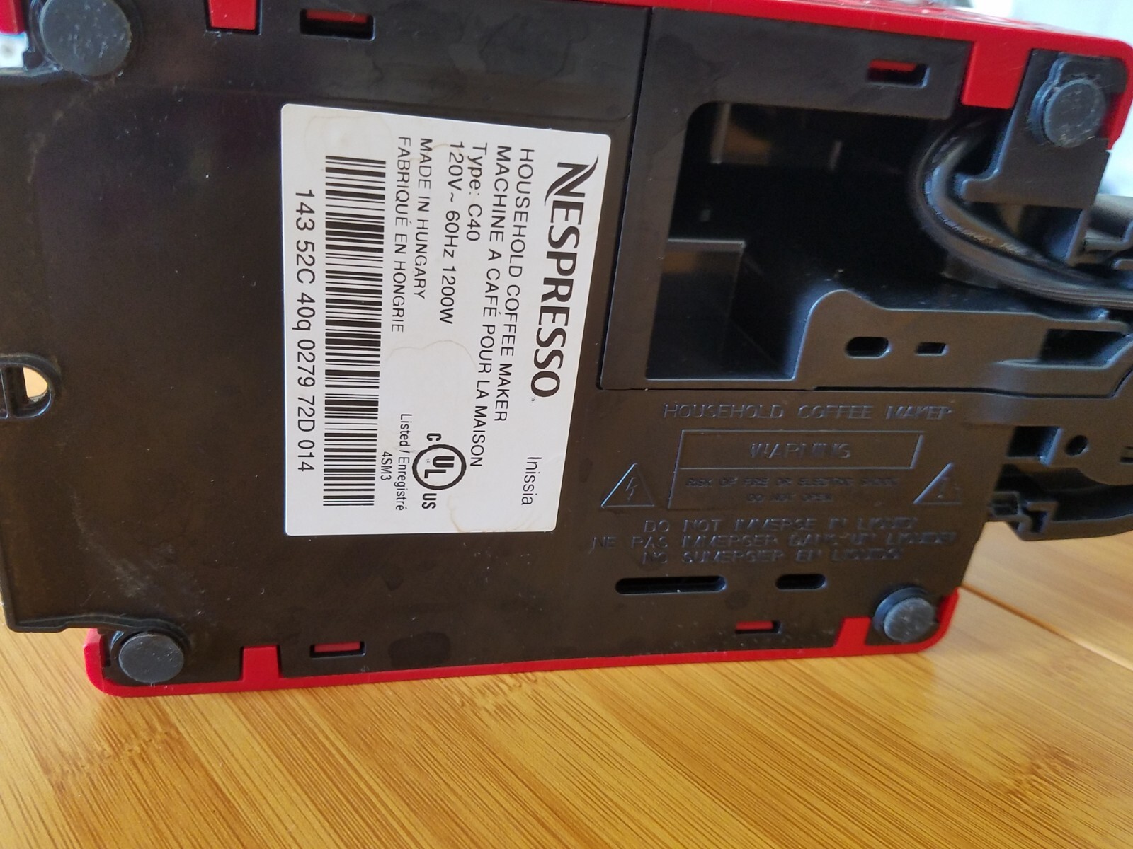 Nespresso Inissia Espresso Maker RED - Tested - Missing Drip Tray and Tank