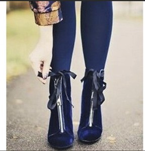 zara blue ankle boots