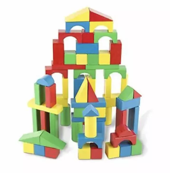 New MELISSA Doug Wooden Building Blocks Set Learning Toy 100