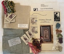 The Thread Gatherer  Chart,silk Floss,linen&Sterling Silver Charms RARE