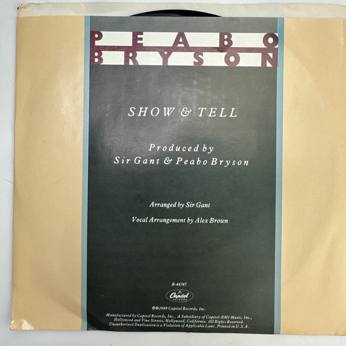 Peabo Bryson – Show & Tell Promo Record 45 RPM Vinyl | eBay
