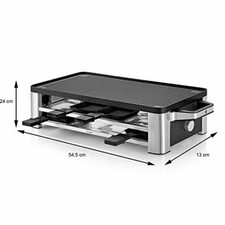 Appareil Raclette Multifonction Grill Crêpière Température Réglable Argenté1500W