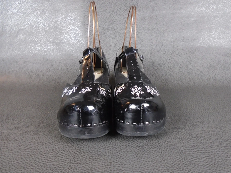 Zapatos Hanna Andersson 40 Mary Jane charol negro copo de nieve bordado Foto 4 de 4