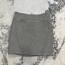 Talbots Petites Houndstooth Skirt Womens Size 14P Black White Career Work