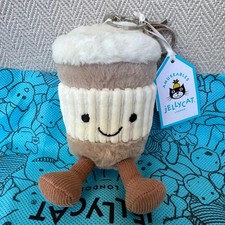Jellycat Amuseables Coffee To Go Plush Bag Charm Keychain NWT Dust Bag 2026