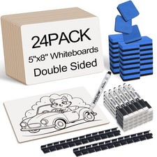 24 Pack 5x8 In Mini DoubleSided Dry Erase Lapboards With Markers  Erasers