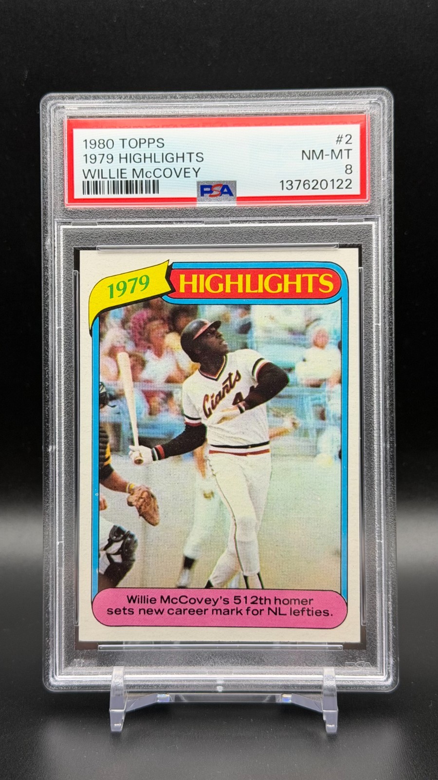 1980 Topps #2 - HOF Willie McCovey San Francisco Giants PSA 8