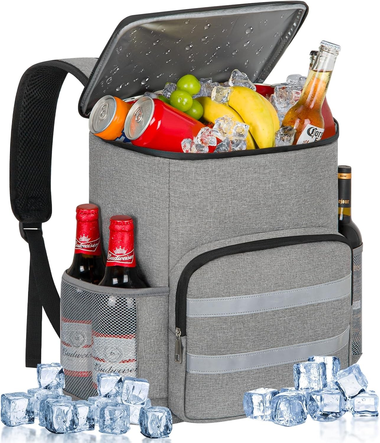 54-Can Insulated Leakproof Backpack Cooler in Gray for Men & Women-image