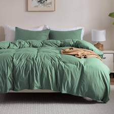 Super Soft Queen Duvet Cover Set, 3 Piece Prewashed Microfiber Cotton-Like