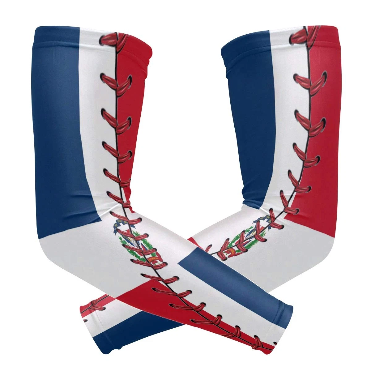 Dominican Republic Flag Baseball Lace Cooling Arm Sleeves Cover Uv Sun Protec...