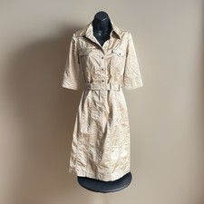 Vintage Karen Millen Shirt Dress US 6 Khaki Gold Military Safari Trench Utility