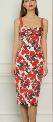 BRONX & BANCO Red Floral Formal Cocktail Bodycon Dress Women s Size 4