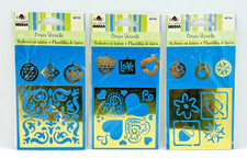 Plaid All Night Media Brass Embossing Stencils Lot of 3 Hearts Floral 2004