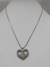 Silver Tone HEART PEACE SIGN Rhinestone Floating Charm LOCKET Snake Chain
