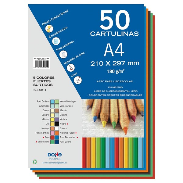 Dohe A4 Karton 180G/M² KräFtige Farben Basteln & Druck 50 Stk BüRomaterial-image