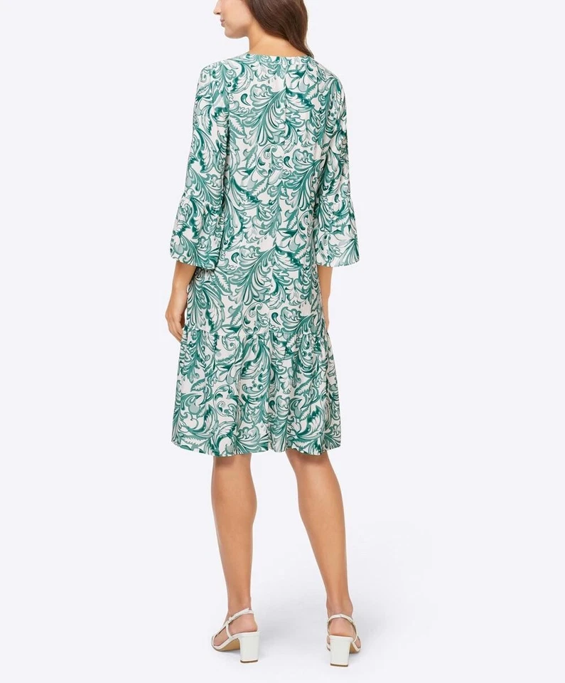 Mode von Heine Damen Kleid V-Ausschnitt 3/4 Arm Kurz Bedruckt Smaragd Gr. 44 NEU - Bild 3 von 3