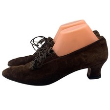 Vintage Salvatore Ferragamo Brown Suede Boot Bootie Lace Up Shoes Sz 9.5