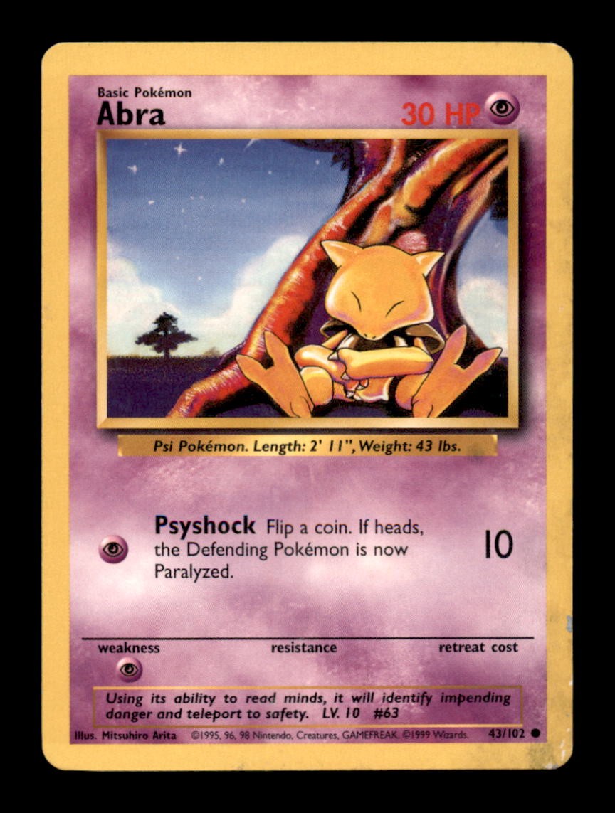 ABRA LP 43/102 C BASE SET UNLIMITED POKEMON